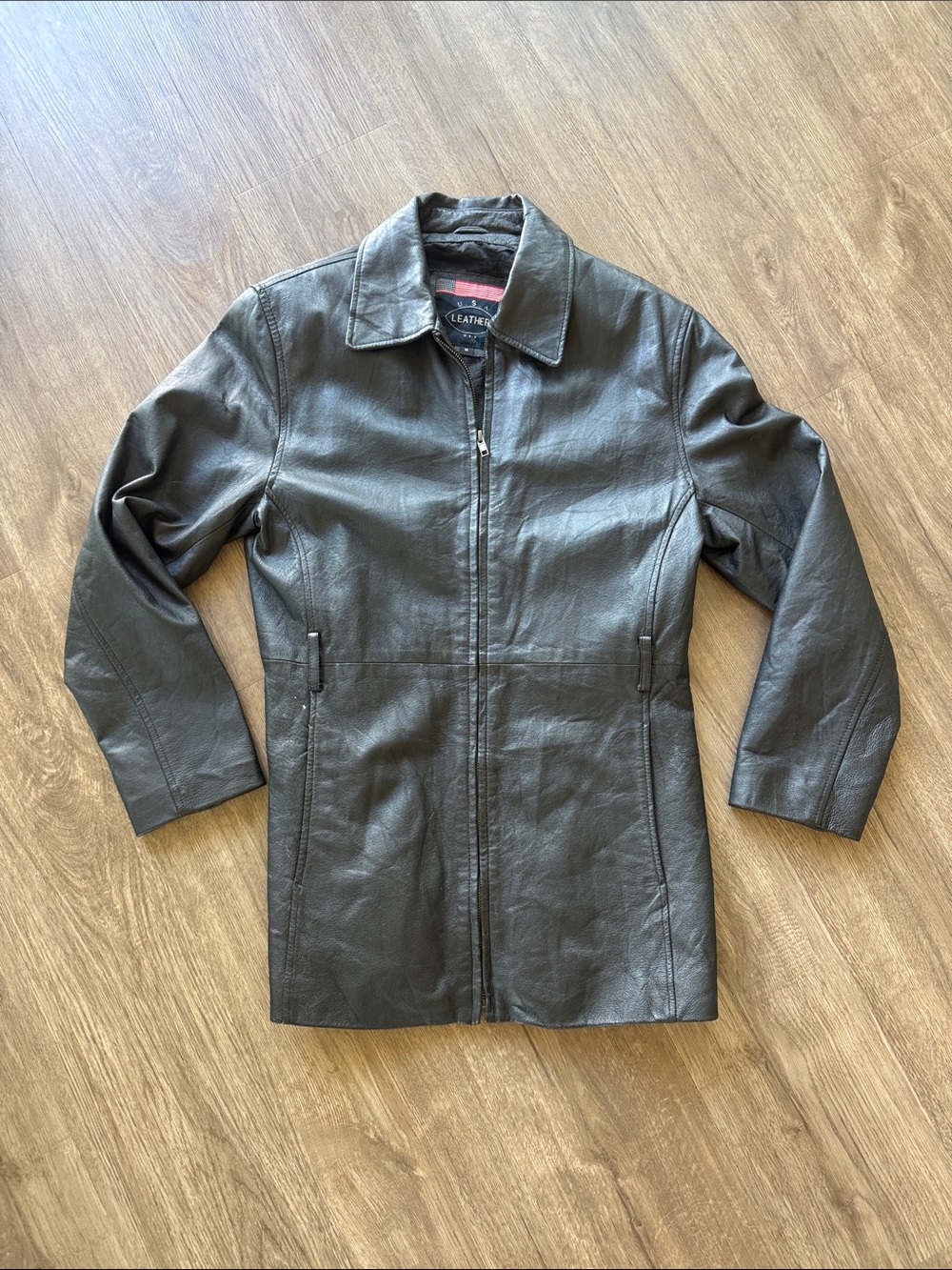 Vintage Leather Zip-Front Women’s Jacket, Black